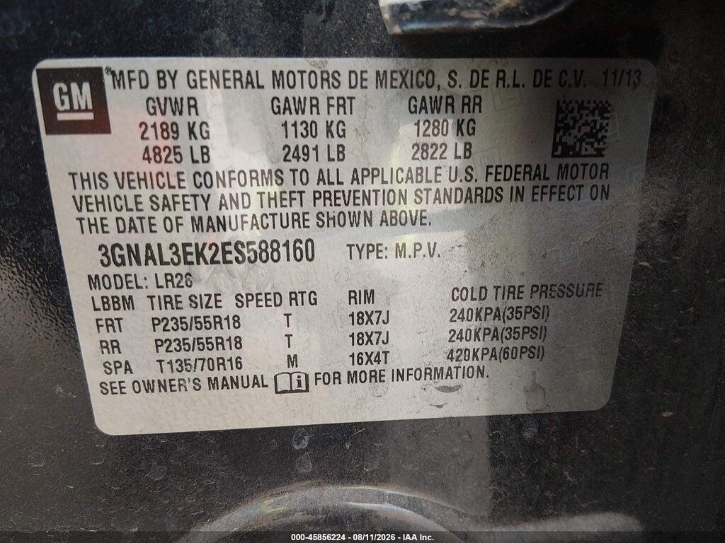 3GNAL3EK2ES588160 2014 CHEVROLET CAPTIVA SPORT FLEET photo no. 9