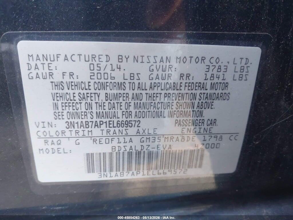3N1AB7AP1EL669572 2014 NISSAN SENTRA photo no. 9