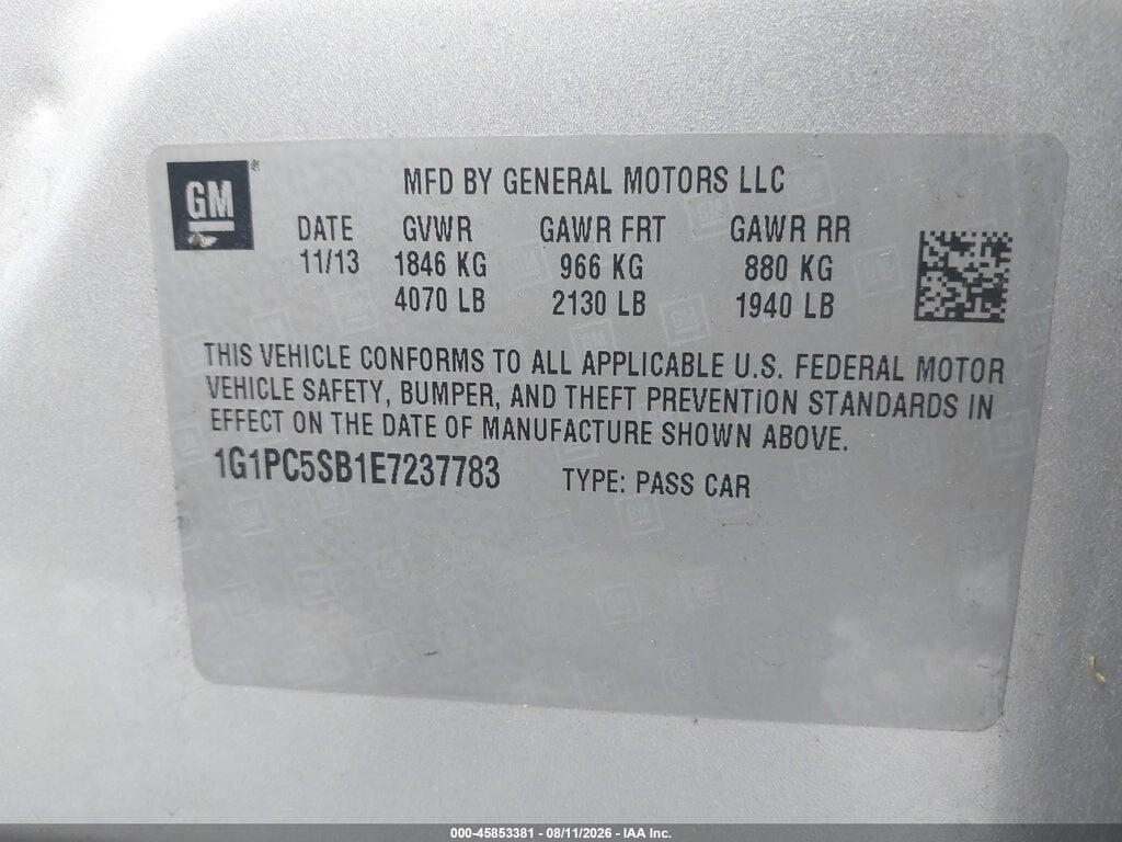 1G1PC5SB1E7237783 2014 CHEVROLET CRUZE photo no. 9