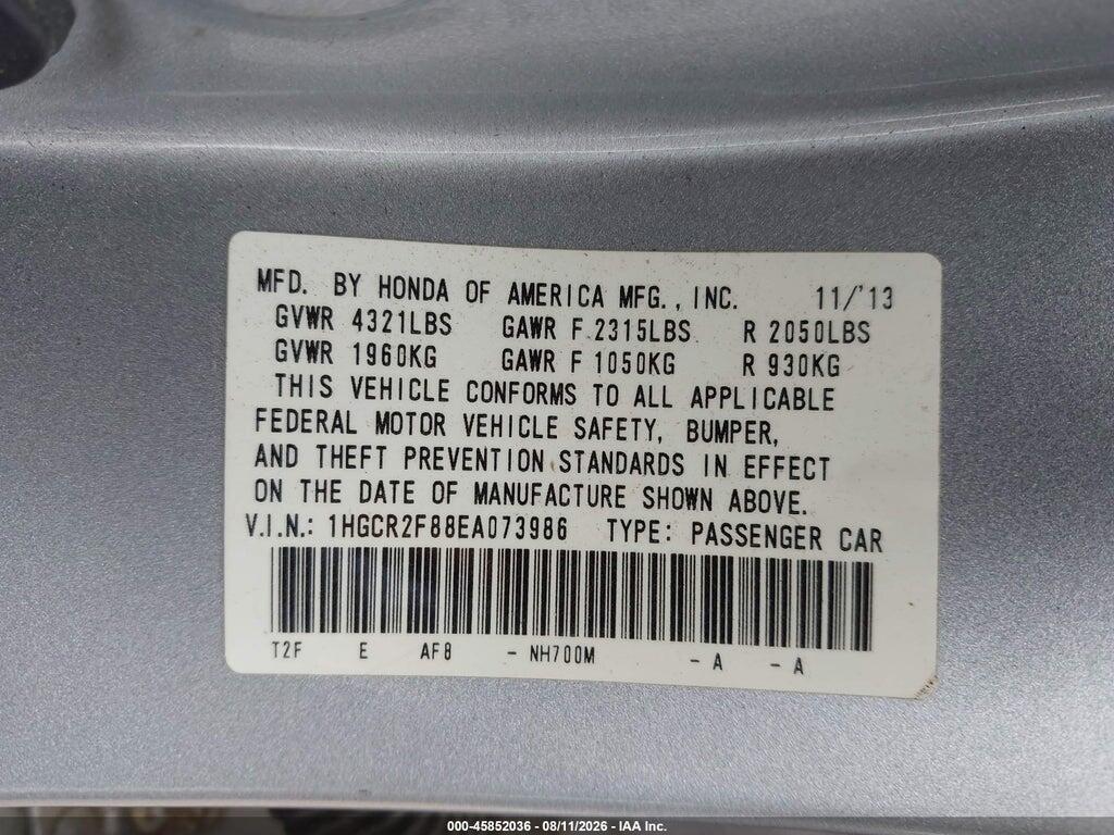 1HGCR2F88EA073986 2014 HONDA ACCORD photo no. 9