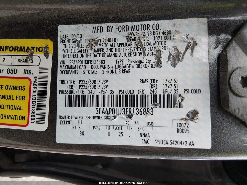 3FA6P0LU3ER136883 2014 FORD FUSION HYBRID photo no. 9