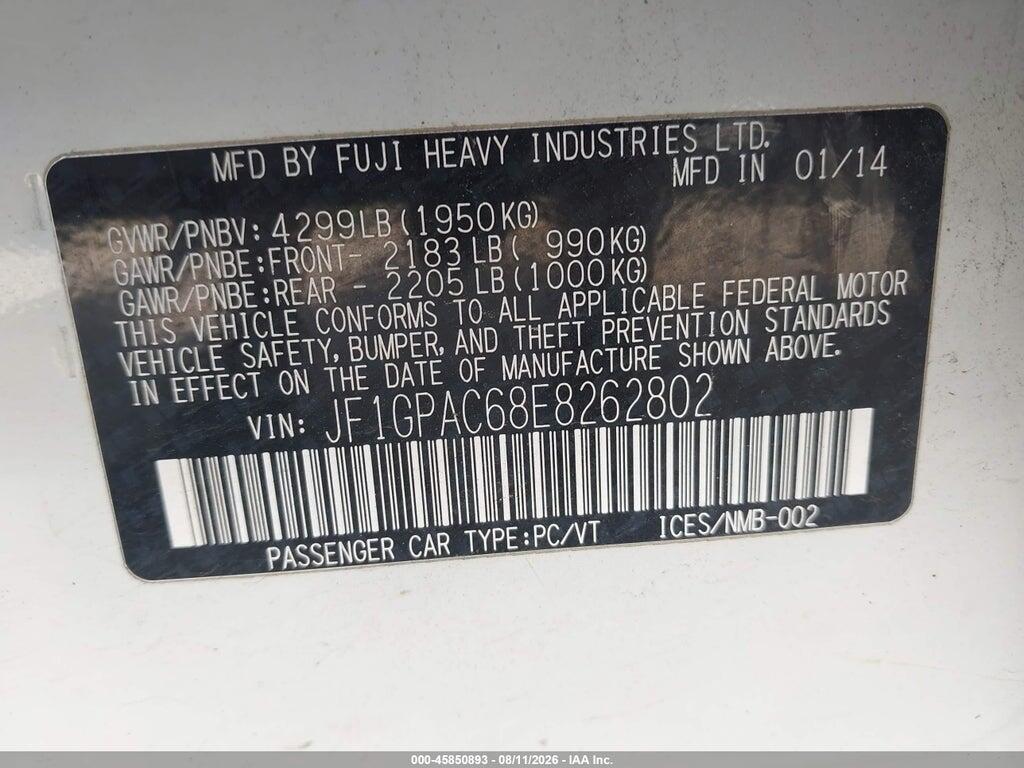 JF1GPAC68E8262802 2014 SUBARU IMPREZA photo no. 9