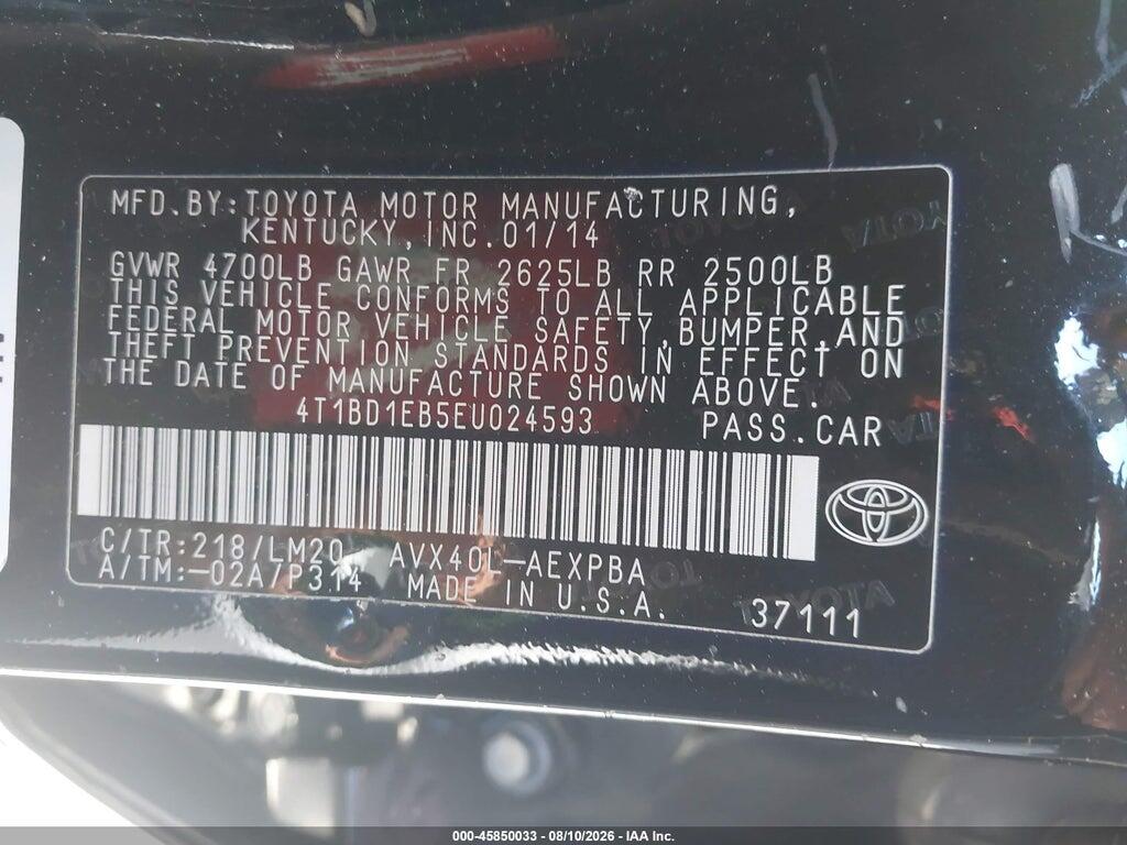 4T1BD1EB5EU024593 2014 TOYOTA AVALON HYBRID photo no. 9