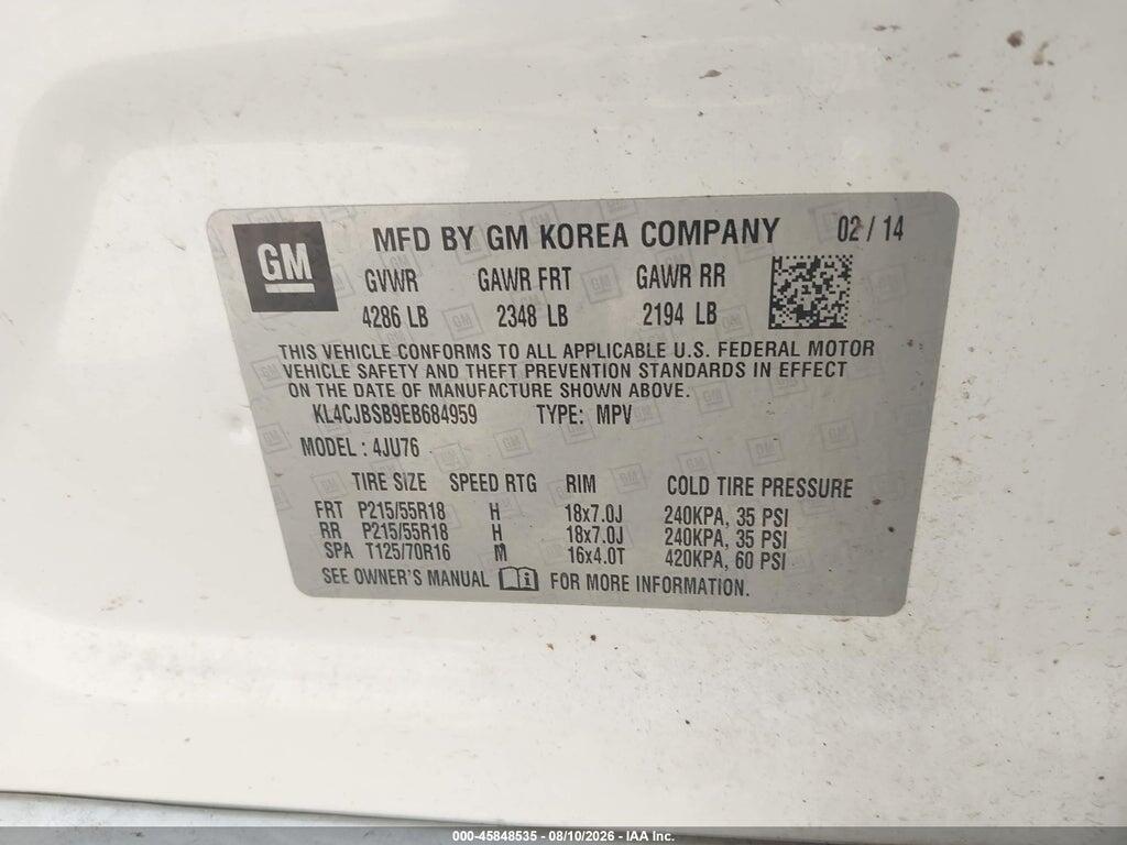 KL4CJBSB9EB684959 2014 BUICK ENCORE photo no. 9