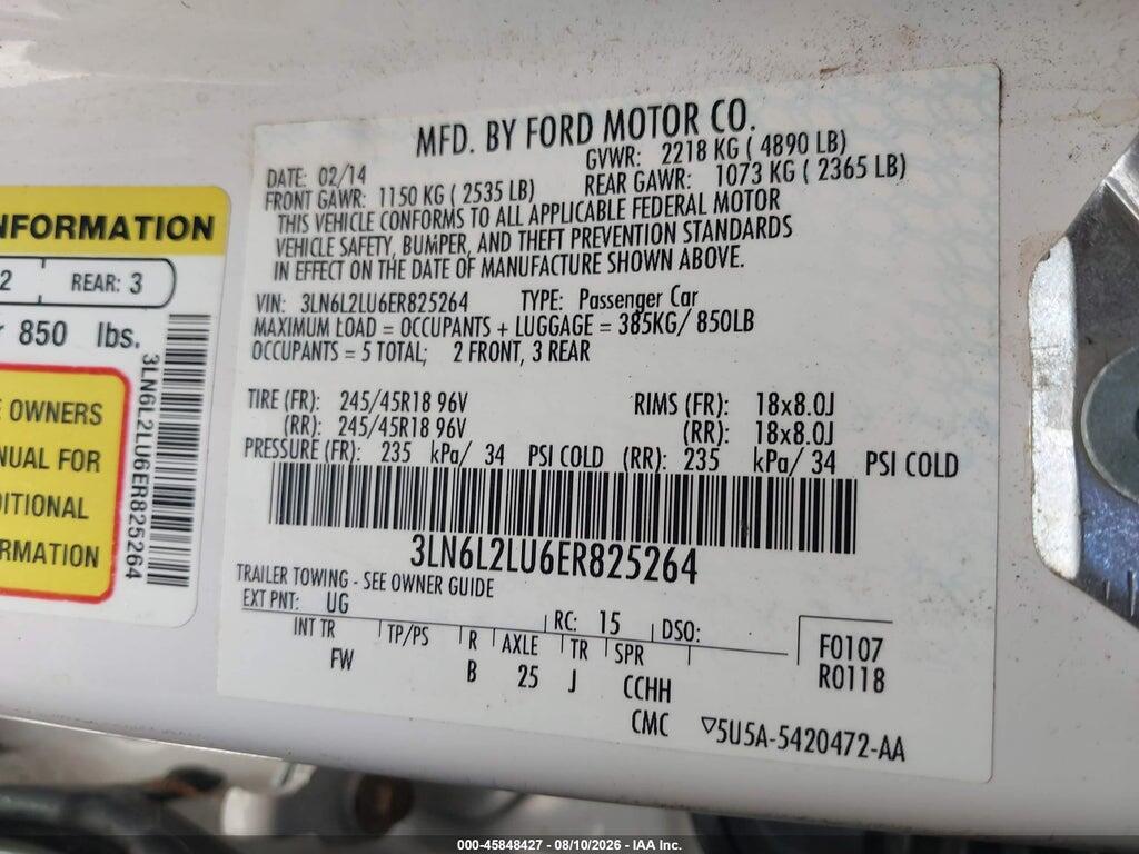 3LN6L2LU6ER825264 2014 LINCOLN MKZ HYBRID photo no. 9
