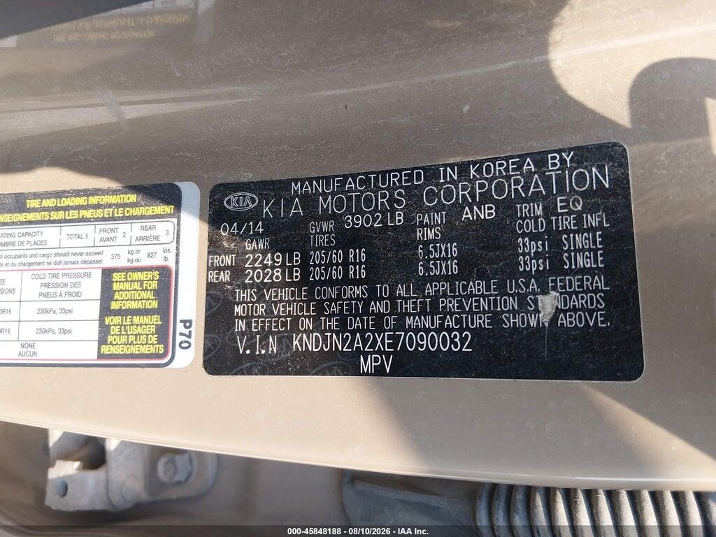 KNDJN2A2XE7090032 2014 KIA SOUL photo no. 9