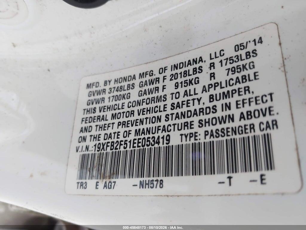 19XFB2F51EE053419 2014 HONDA CIVIC photo no. 9
