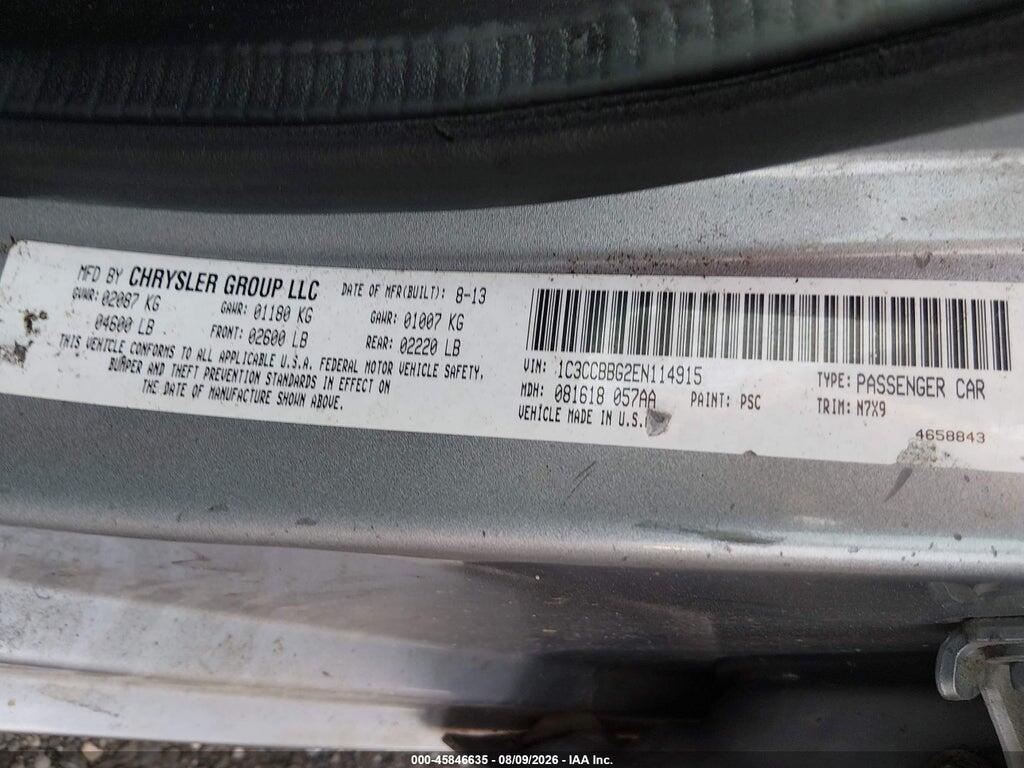 1C3CCBBG2EN114915 2014 CHRYSLER 200 photo no. 9