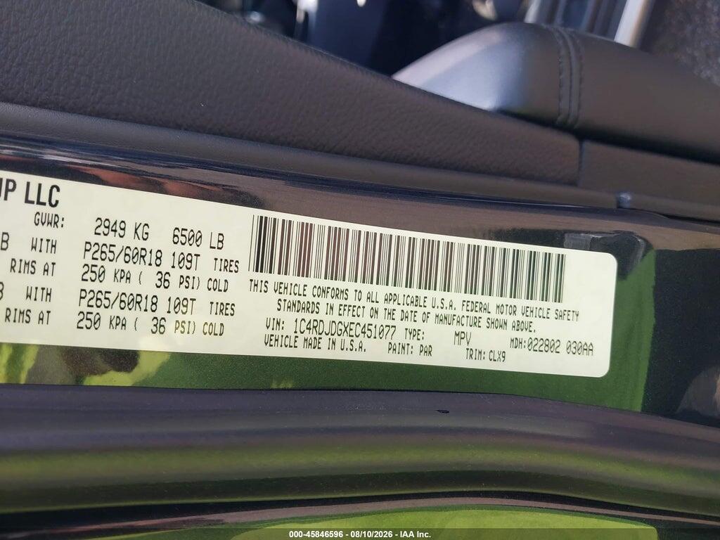 1C4RDJDGXEC451077 2014 DODGE DURANGO photo no. 9