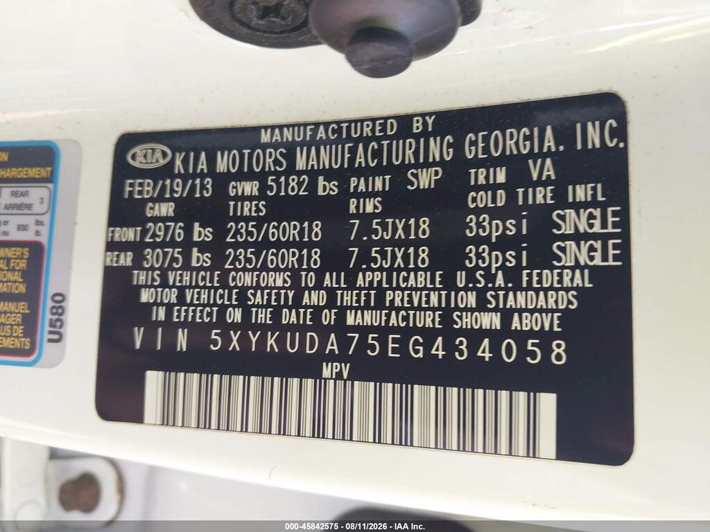 5XYKUDA75EG434058 2014 KIA SORENTO photo no. 9