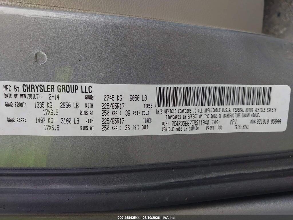 2C4RDGBG7ER311940 2014 DODGE GRAND CARAVAN photo no. 9
