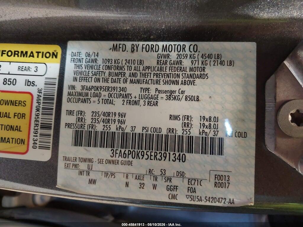 3FA6P0K95ER391340 2014 FORD FUSION photo no. 9