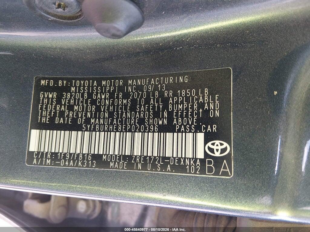 5YFBURHE8EP020396 2014 TOYOTA COROLLA photo no. 9
