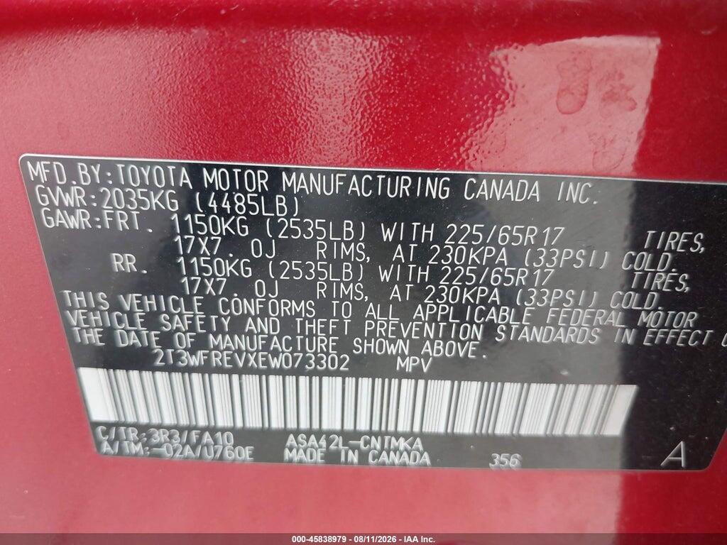2T3WFREVXEW073302 2014 TOYOTA RAV4 photo no. 9