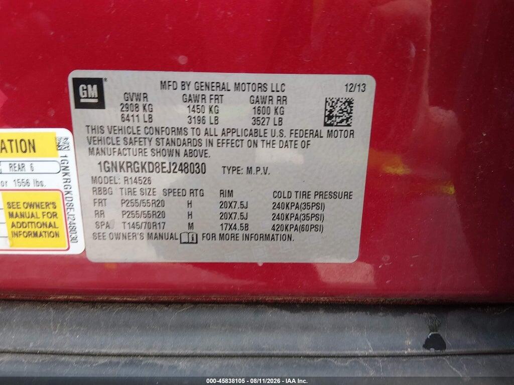 1GNKRGKD8EJ248030 2014 CHEVROLET TRAVERSE photo no. 9