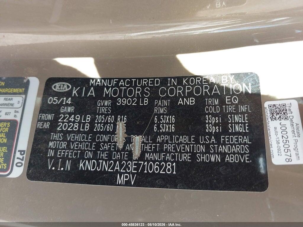 KNDJN2A23E7106281 2014 KIA SOUL photo no. 9