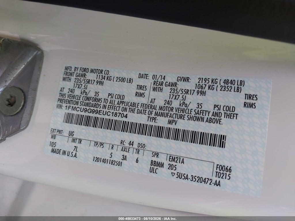 1FMCU9G99EUC18704 2014 FORD ESCAPE photo no. 9