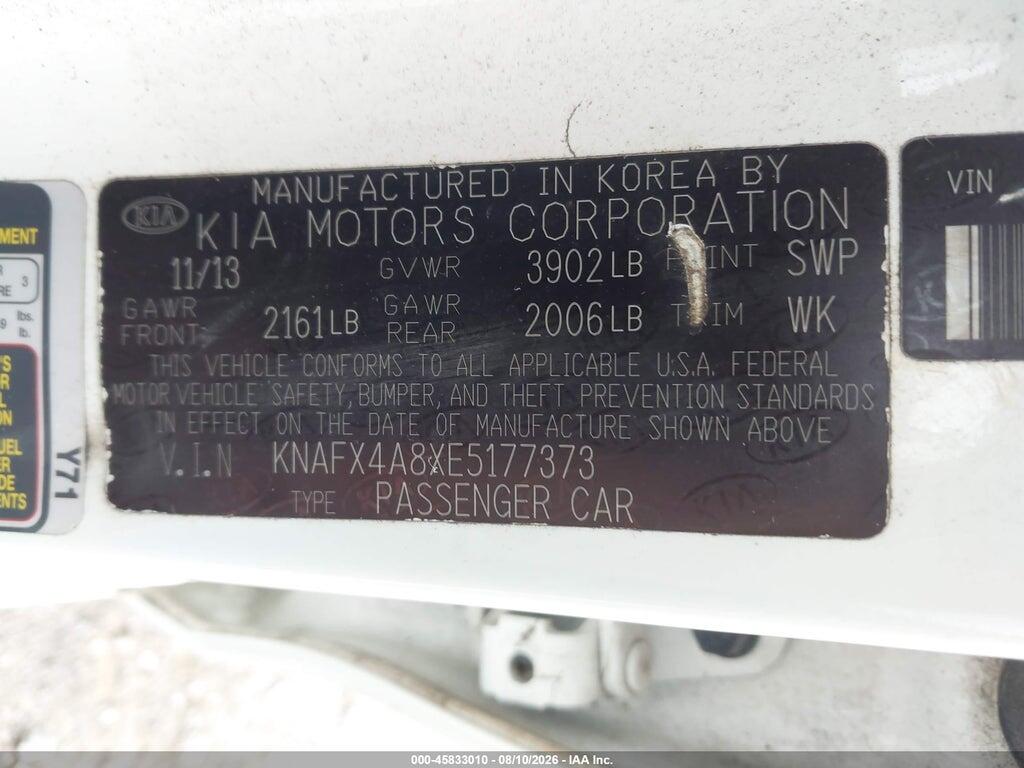 KNAFX4A8XE5177373 2014 KIA FORTE photo no. 9