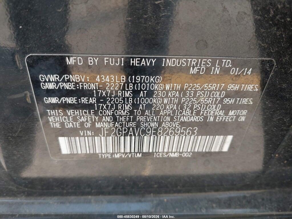JF2GPAVC9E8269563 2014 SUBARU XV CROSSTREK photo no. 9