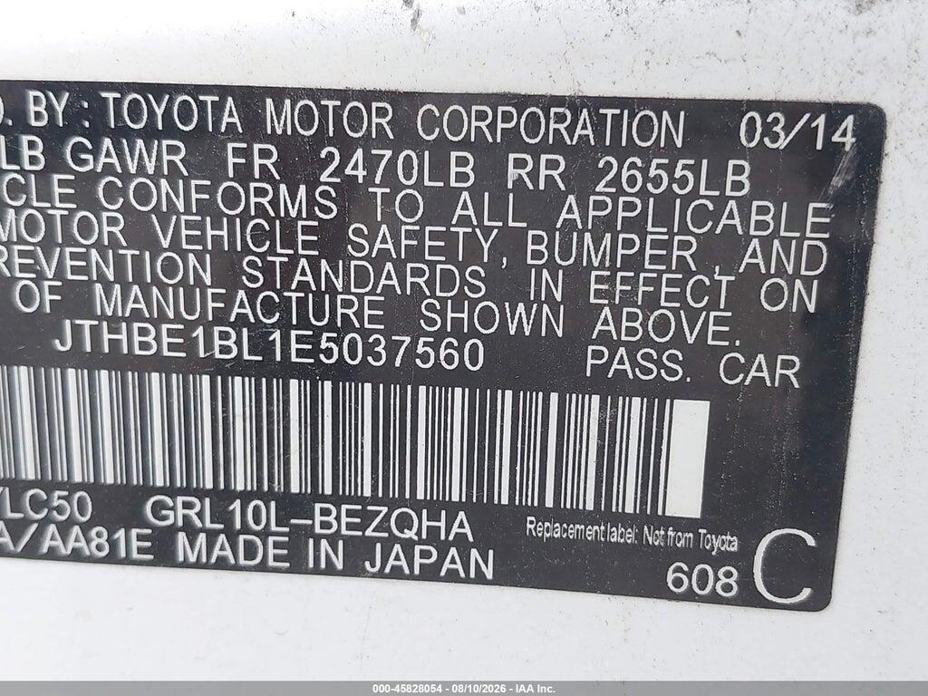 JTHBE1BL1E5037560 2014 LEXUS GS 350 photo no. 9