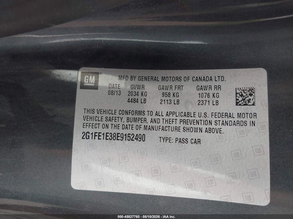 2G1FE1E38E9152490 2014 CHEVROLET CAMARO photo no. 9