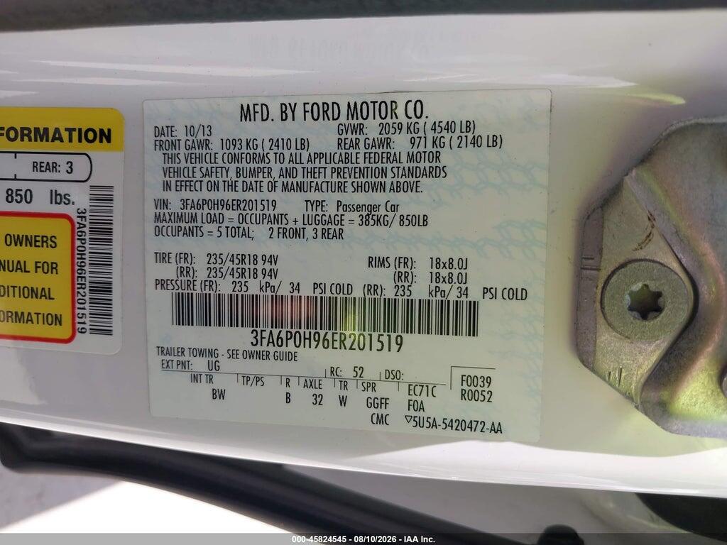 3FA6P0H96ER201519 2014 FORD FUSION photo no. 9