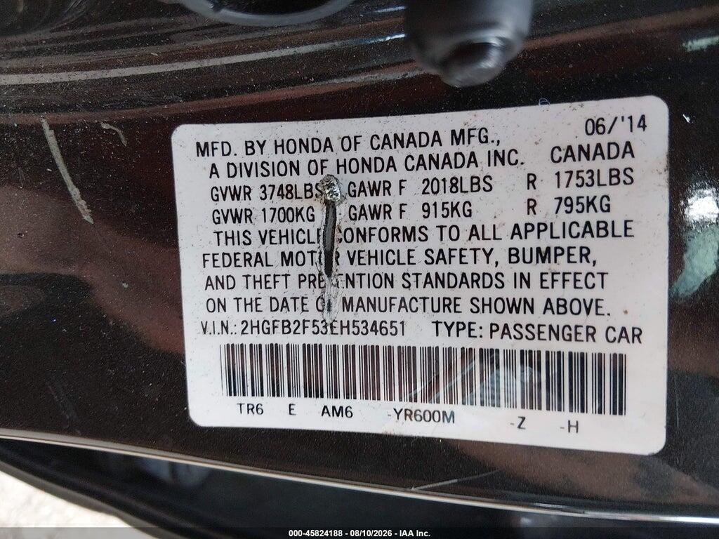 2HGFB2F53EH534651 2014 HONDA CIVIC photo no. 9