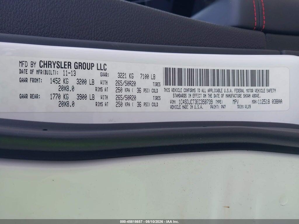 1C4SDJCT3EC358739 2014 DODGE DURANGO photo no. 9
