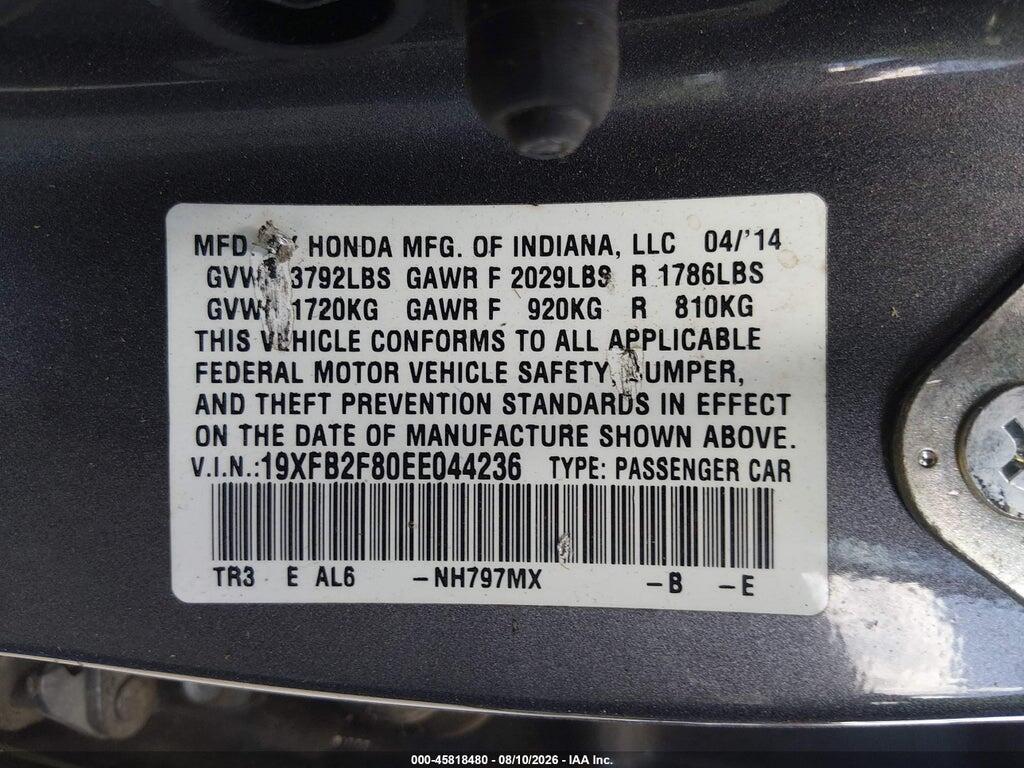 19XFB2F80EE044236 2014 HONDA CIVIC photo no. 9