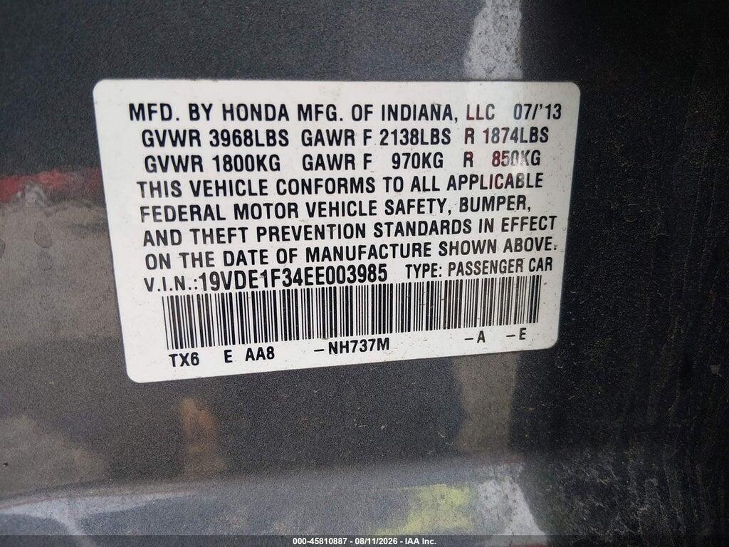 19VDE1F34EE003985 2014 ACURA ILX photo no. 9