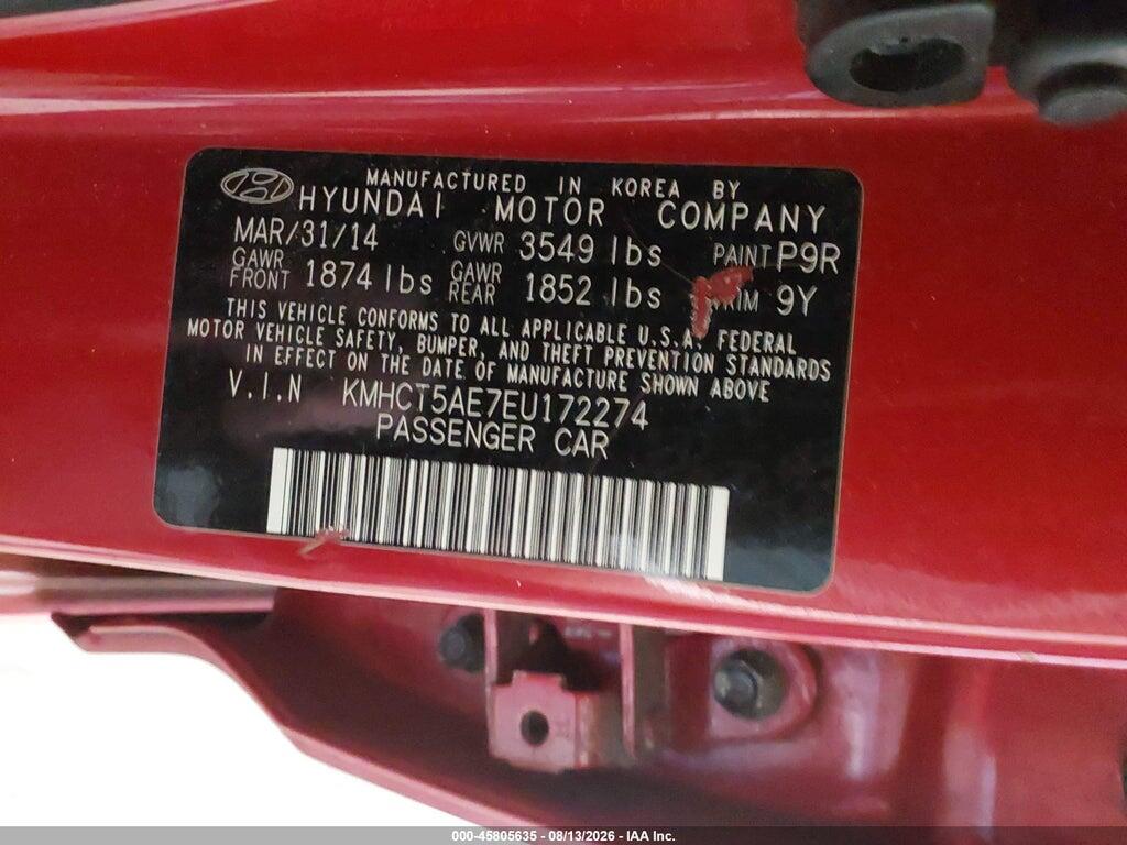 KMHCT5AE7EU172274 2014 HYUNDAI ACCENT photo no. 9
