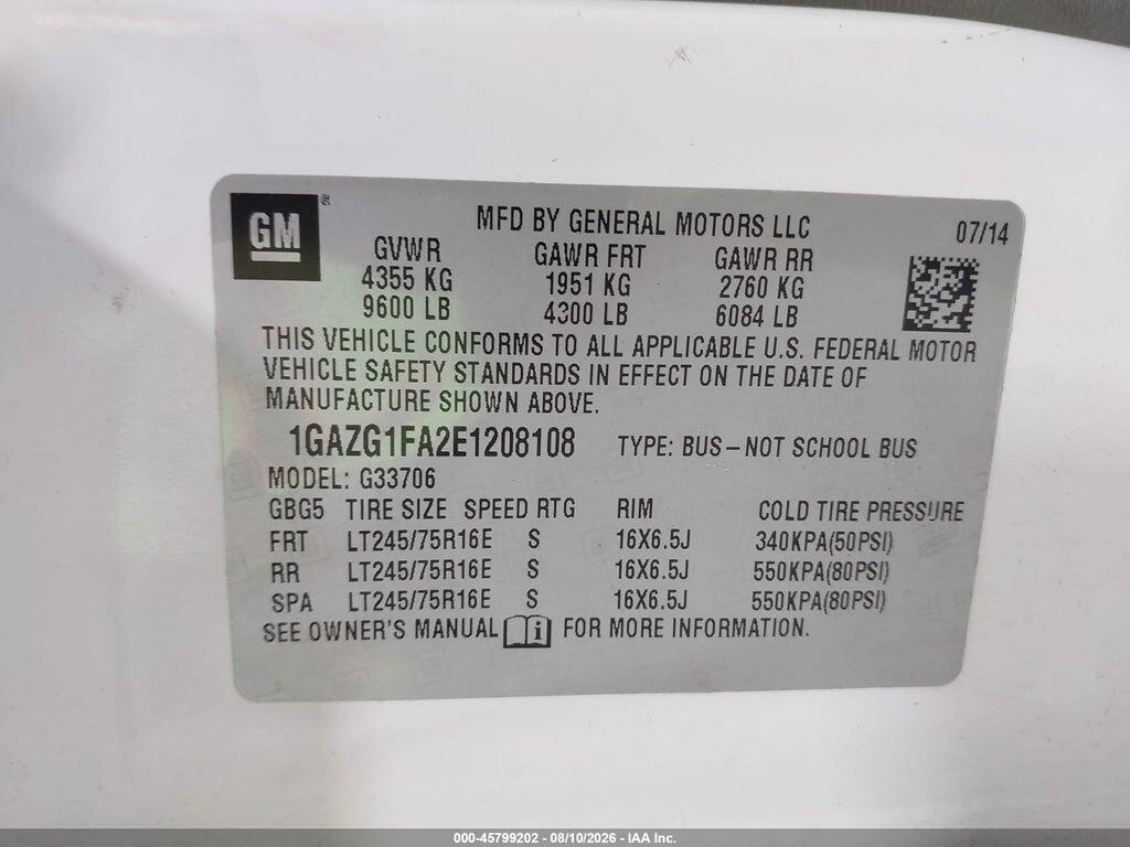 1GAZG1FA2E1208108 2014 CHEVROLET EXPRESS 3500 photo no. 9