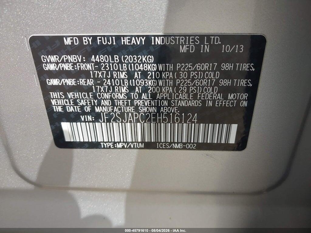 JF2SJAPC2EH516124 2014 SUBARU FORESTER photo no. 9