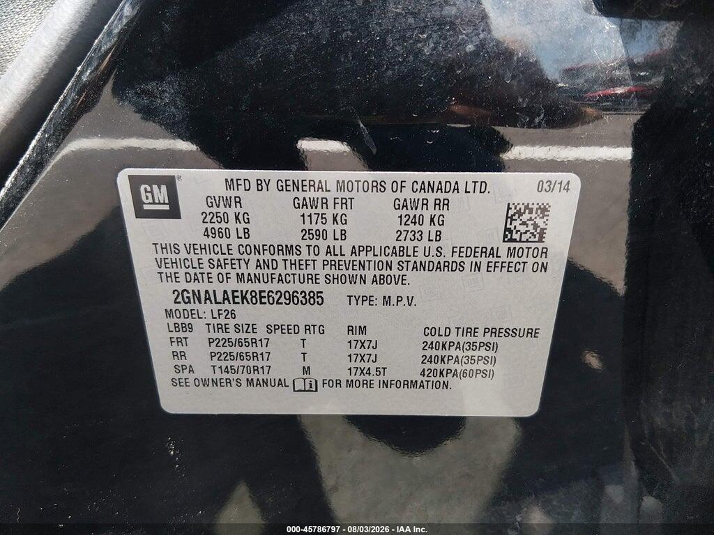2GNALAEK8E6296385 2014 CHEVROLET EQUINOX photo no. 9