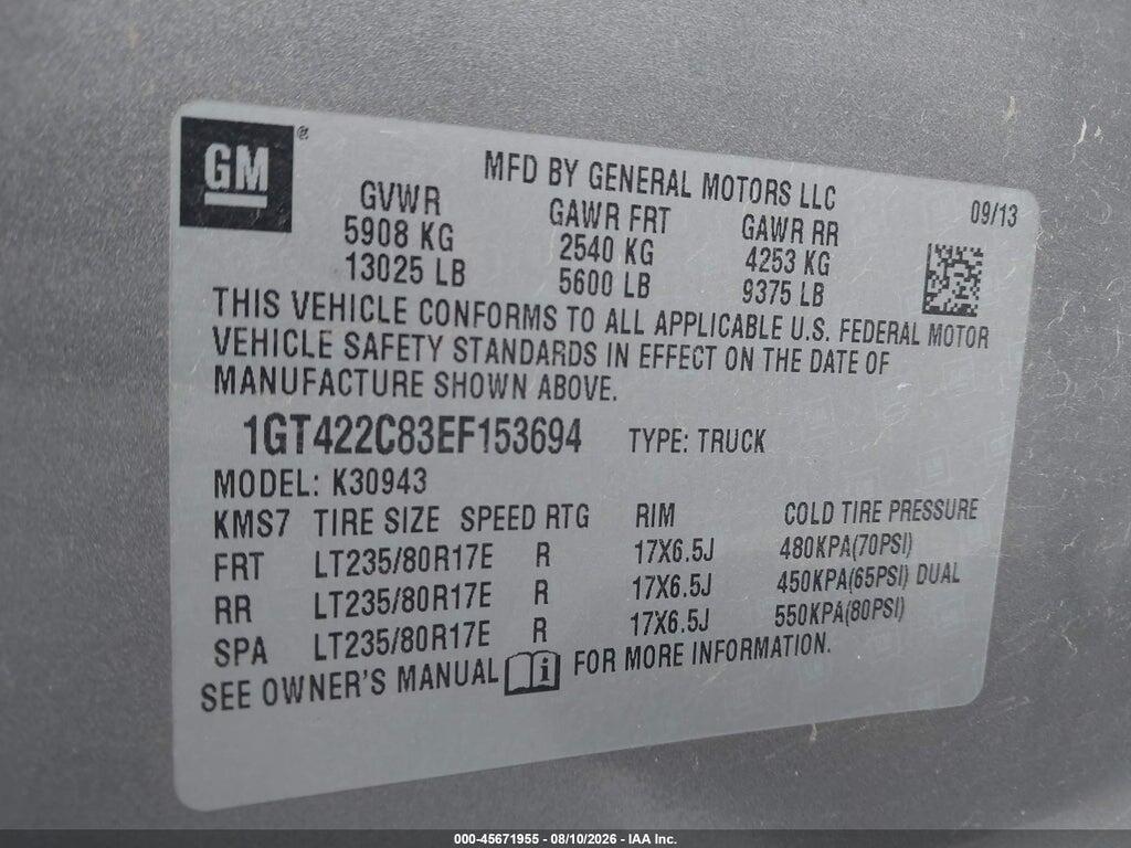 1GT422C83EF153694 2014 GMC SIERRA 3500HD photo no. 8