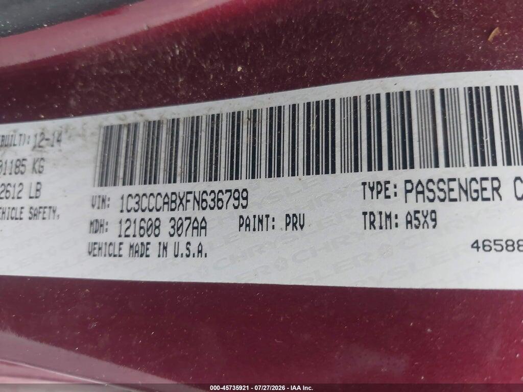 1C3CCCABXFN636799 2015 CHRYSLER 200 photo no. 9