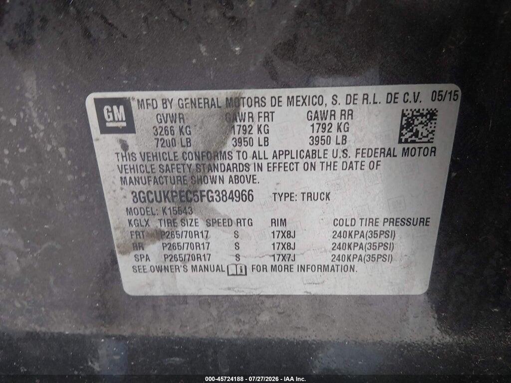 3GCUKPEC5FG384966 2015 CHEVROLET SILVERADO 1500 photo no. 9