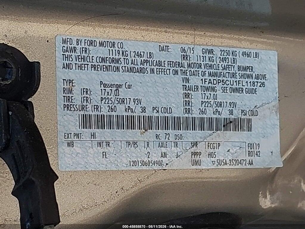 1FADP5CU1FL118726 2015 FORD C-MAX ENERGI photo no. 9