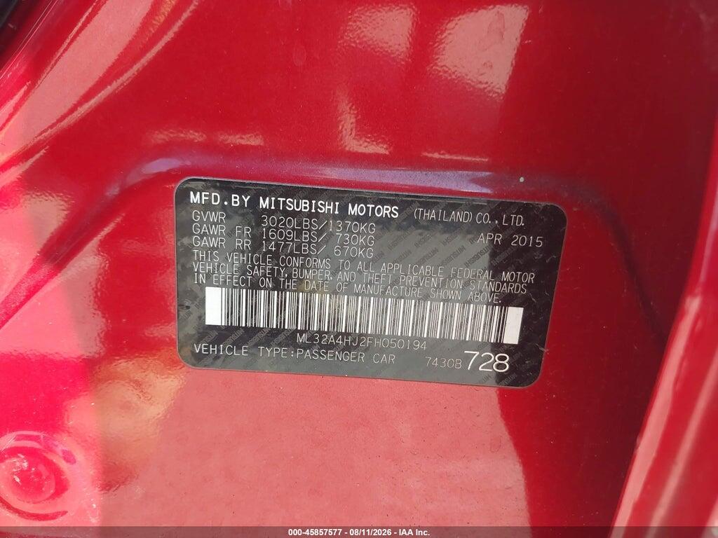 ML32A4HJ2FH050194 2015 MITSUBISHI MIRAGE photo no. 9