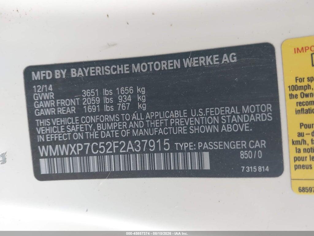 WMWXP7C52F2A37915 2015 MINI HARDTOP photo no. 9