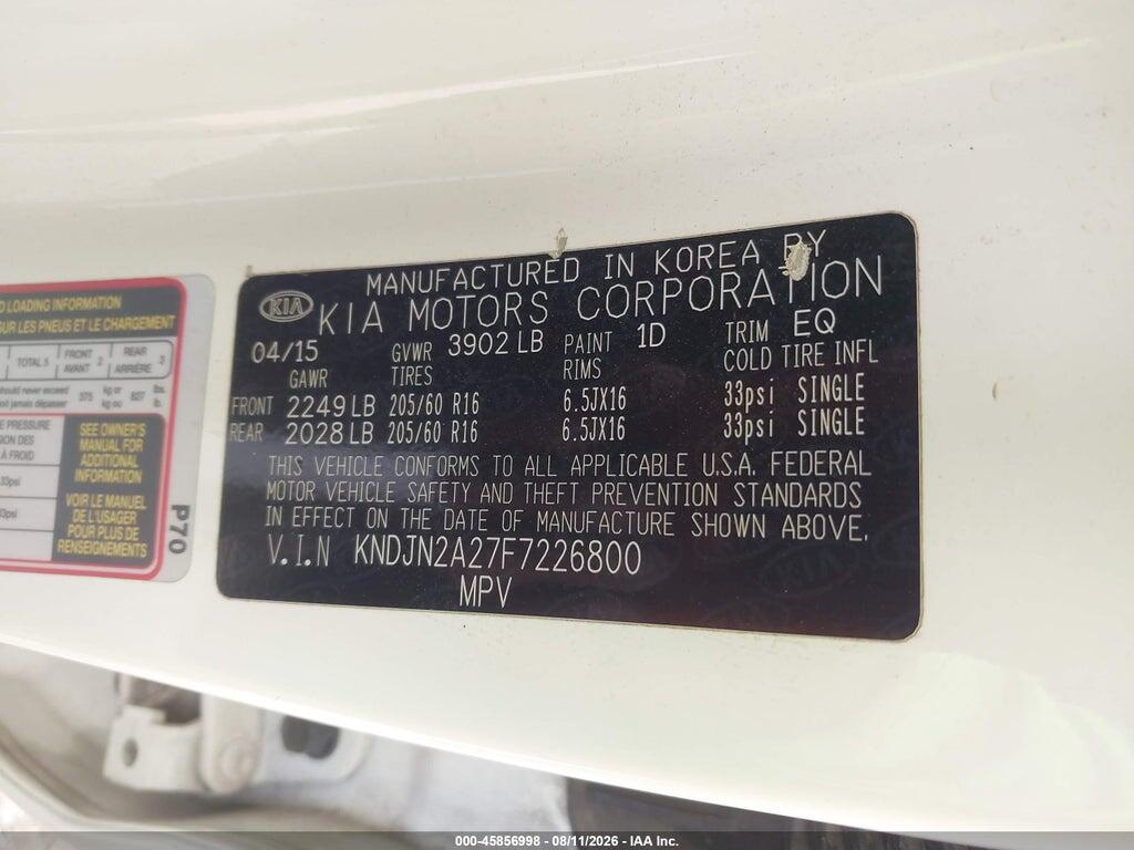 KNDJN2A27F7226800 2015 KIA SOUL photo no. 9