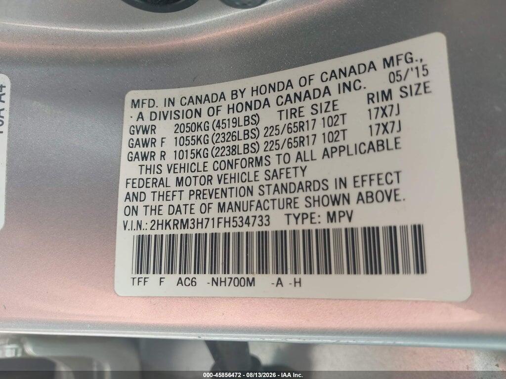 2HKRM3H71FH534733 2015 HONDA CR-V photo no. 9