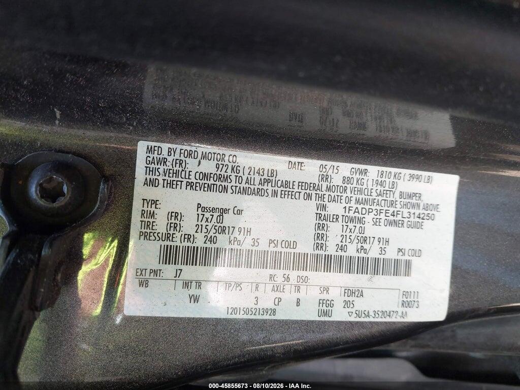 1FADP3FE4FL314250 2015 FORD FOCUS photo no. 9