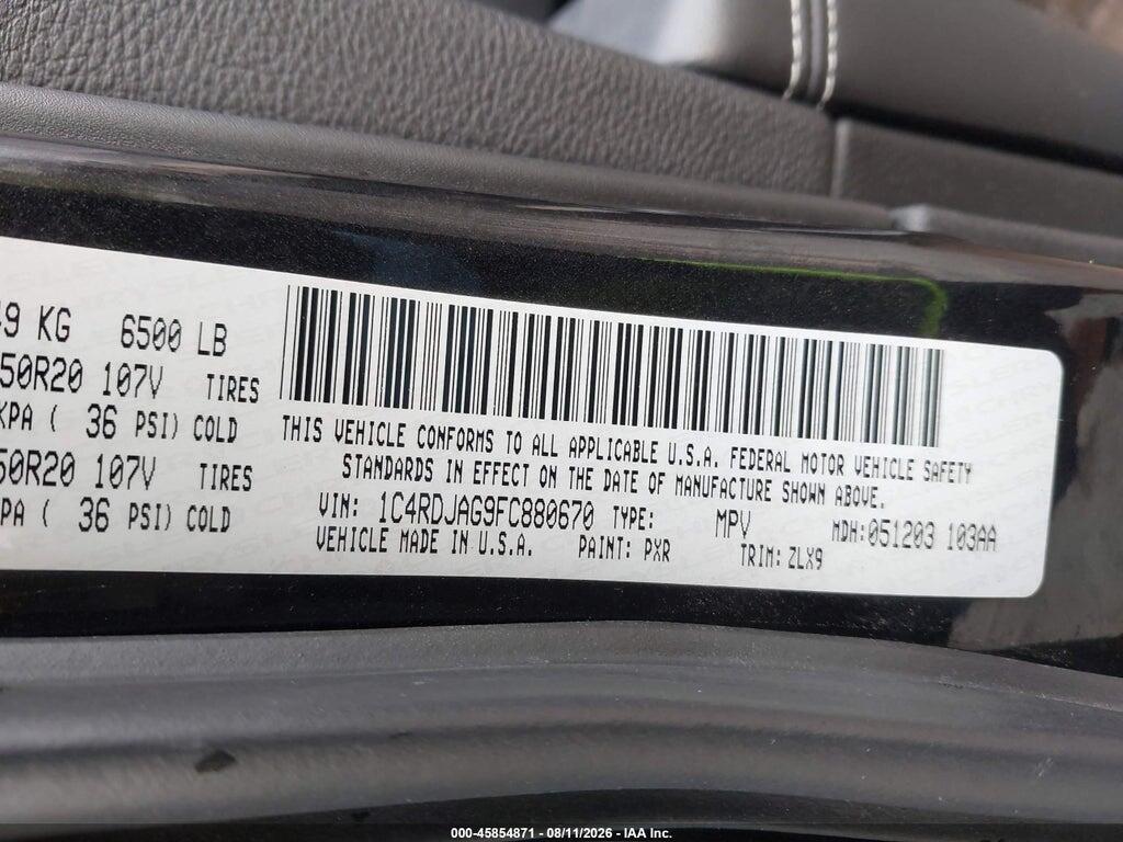 1C4RDJAG9FC880670 2015 DODGE DURANGO photo no. 9