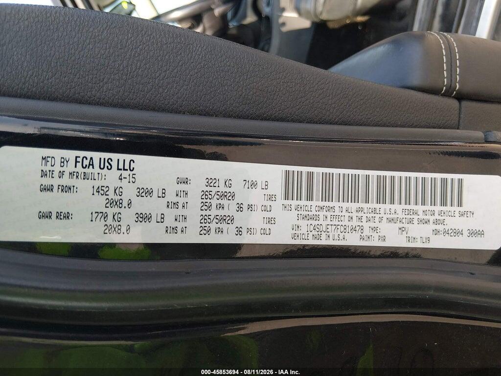 1C4SDJET7FC810478 2015 DODGE DURANGO photo no. 9