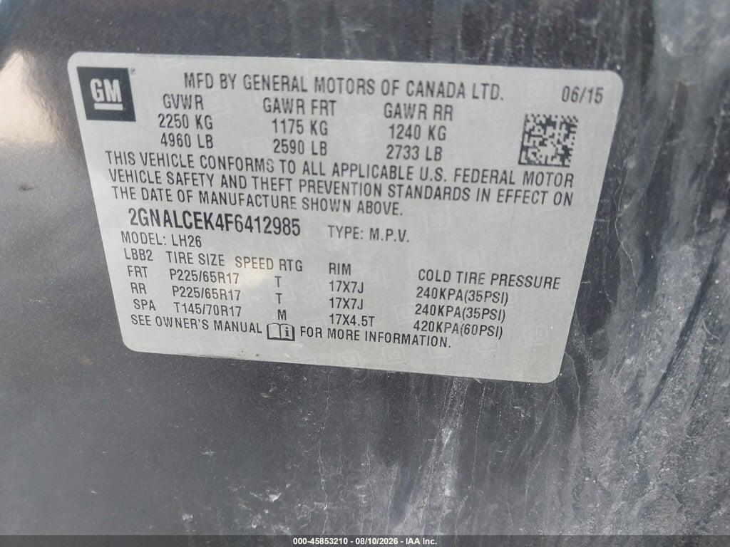 2GNALCEK4F6412985 2015 CHEVROLET EQUINOX photo no. 9