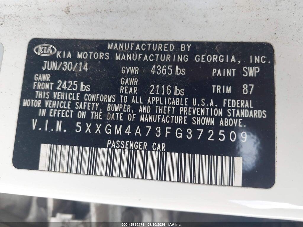 5XXGM4A73FG372509 2015 KIA OPTIMA photo no. 9