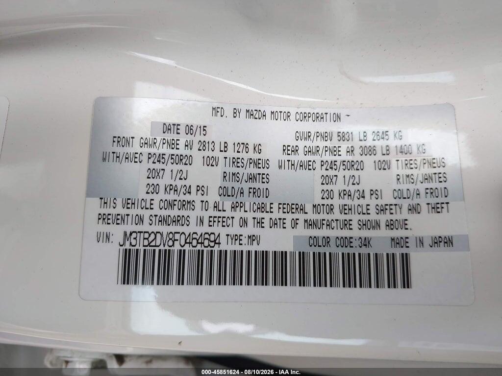 JM3TB2DV8F0464694 2015 MAZDA CX-9 photo no. 9