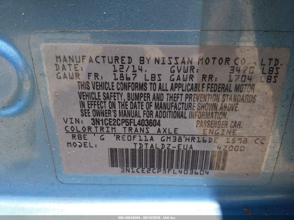 3N1CE2CP5FL403604 2015 NISSAN VERSA NOTE photo no. 9