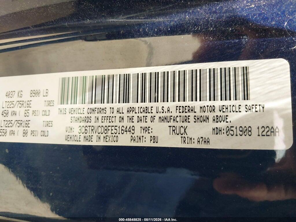 3C6TRVCD8FE516449 2015 RAM PROMASTER 2500 photo no. 9